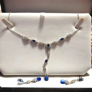 Sapphire blue Rhinestone necklace and matching earrings